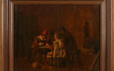 Unsigned. 19th century. Figures with gambling game in