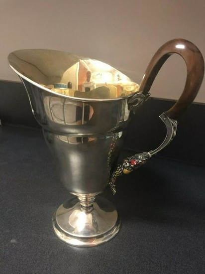 Unusual Mid Century Sterling Water Pitcher From Italy