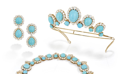 VAN CLEEF & ARPELS SUITE OF TURQUOISE AND DIAMOND ‘LIBERTÉ’...