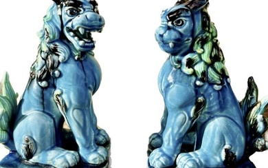 VINTAGE Large PAIR OF Chinese Porcelain Guardian Foo Lion Dogs