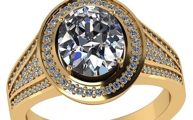 VS/SI1 Certified 1.80 CTW Round and Cut Diamond 14K Yellow Gold Ring