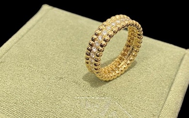 Van Cleef & Arpels 18K Yellow Gold & Diamond Band Ring Size: 51