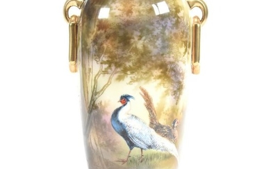 Vase Marked R.S. Poland, Pheasant Decor