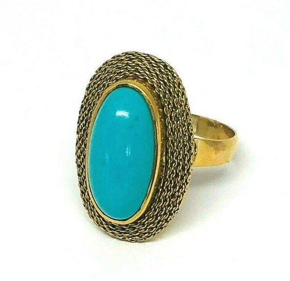 Victorian 18K Yellow Gold Turquoise Ring
