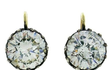 Victorian Diamond Silver Gold Drop Stud Earrings