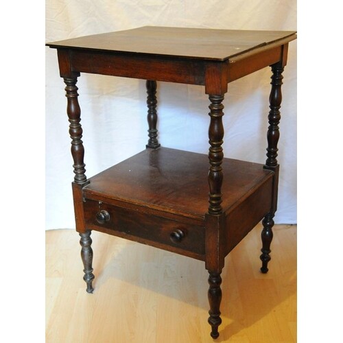 Victorian mahogany whatnot or converted washstand with turne...