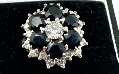 Vintage 18ct gold sapphire & diamond ring weight 6.8g