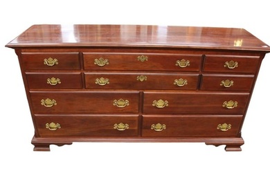 Vintage Colonial solid cherry 10 drawer low chest