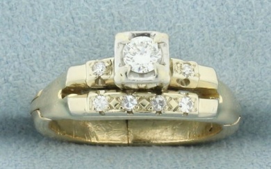 Vintage Engagement Wedding Ring with Arthritic Shank in 14k Yellow and White Gold