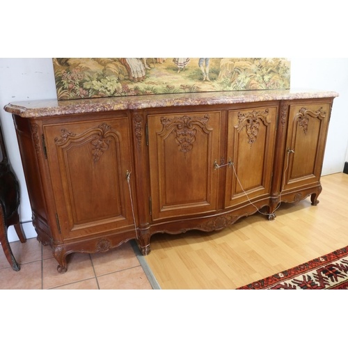Vintage French Louis XV style marble top sideboard, approx 1...