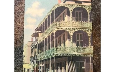 Vintage Original Linen Postcard, Iron Balconies, Vieux