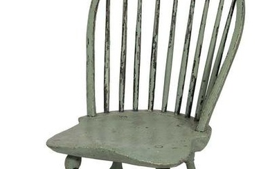 WINDSOR BOWBACK SIDE CHAIR New England, 18th Century Back height 36.5”. Seat height