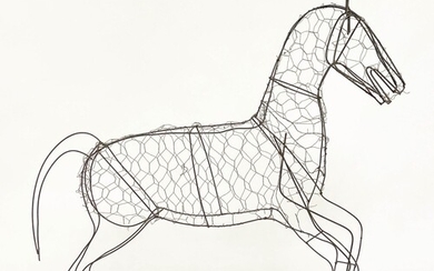 WIREWORK HORSE, galvanised wire work in the form of a foal o...