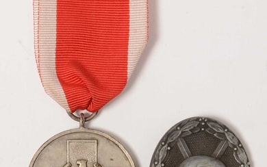 WWII German Social Welfare medal and a Wound badge