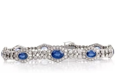 Walser Wald Vintage Deco Diamond Sapphire Platinum Bracelet