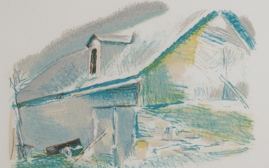 Wolf Kahn (1927-2020) [THE GREEN BARN] Color lithograph, 1982, signed, dated and numbered 41/50 in pencil, framed. Image