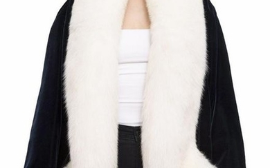 YSL Haute Couture 1962-2002 Navy Velvet White Fox Fur