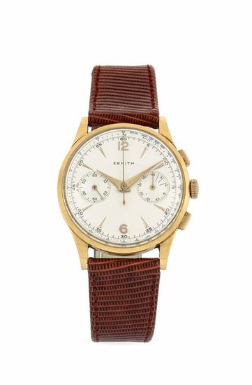 ZENITH - Yellow gold wristwatch with blue tachymeter