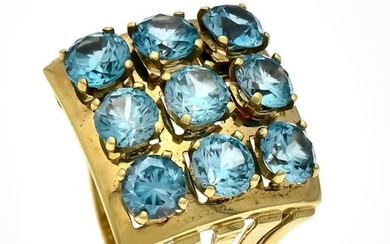Zircon ring GG 585/000 with 9 round fac.,...