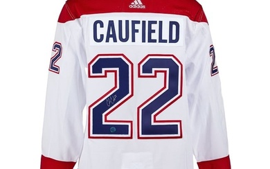 cole caufield montreal canadiens signed white adidas jersey