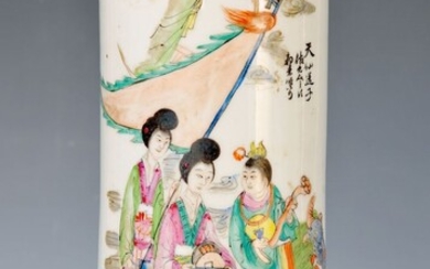 hat stand, China, around 1900, porcelain, cylinder shape,...