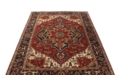 Hand-Knotted Indo-Persian Heriz Wool Room Sized Rug