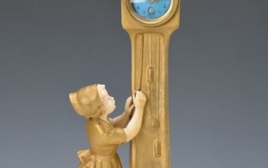 table clock, Goldscheider Vienna, around 1900, bronze...