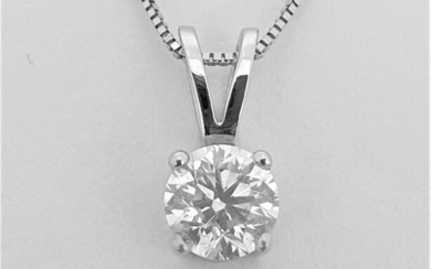 0.65 ct - 14 kt. White gold - Necklace with pendant Diamond - AIG Certified