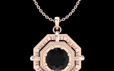 0.75 ctw Fancy Black Diamond Art Deco Stud Necklace 18k Rose Gold