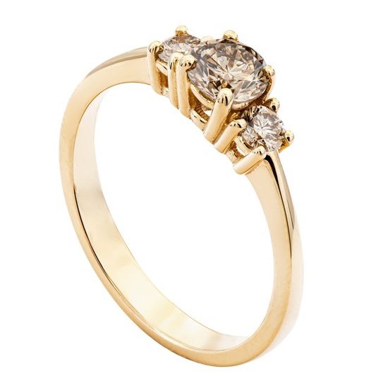 0.75 tcw SI1 Diamond Ring - 14 kt. Yellow gold - Ring - 0.54 ct Diamond - 0.21 ct Diamonds - No Reserve Price