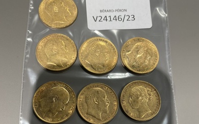 10 pièces de souverain or. usures.Lots vendus en l'état sur désignation. Lots non présents à...