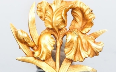 18 K Gold French Art Nouveau Iris Pin