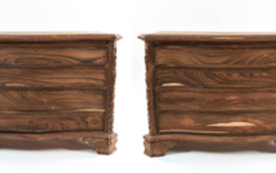 PAIR OF CARVED ROSEWOOD 4-DRAWER CHESTS