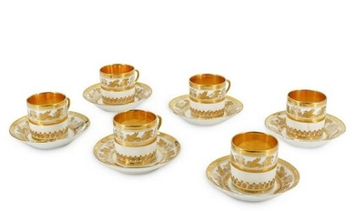 (12 Pc) Darte Freres Cup & Saucer Porcelain Set