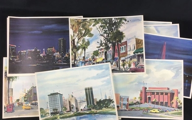 12 Vintage Richard Lewis Water Color Prints of Orlando