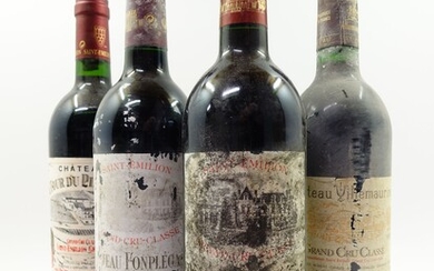 12 bouteilles 4 bts : CHÂTEAU VILLEMAURINE 1989 GCC Saint Emilion (1 base goulot. Étiquettes...