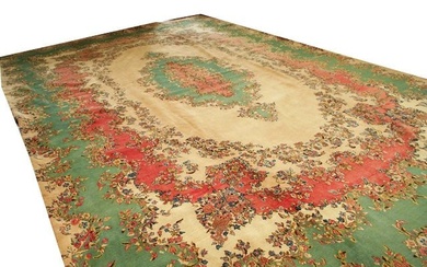 12 x 18 Multi Color Semi-Antique Persian Kerman Rug