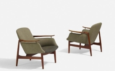 Finn Juhl, lounge chairs model NV-53, pair
