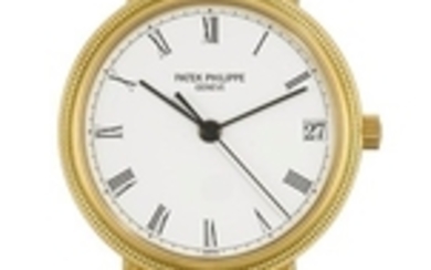 PATEK PHILIPPE | CALATRAVA REF 3802/205 A YELLOW GOLD AUTOMATIC WRISTWATCH WITH DATE AND BRACELET