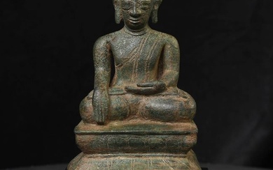 13-15th century Mon style Burmese Buddha. Fine Example, superb patina.