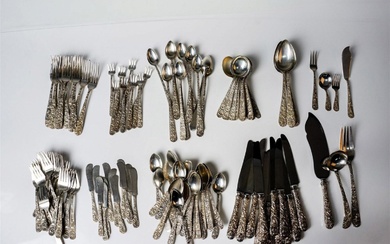 131pc S. Kirk & Son Sterling Silver Repousse Silverware