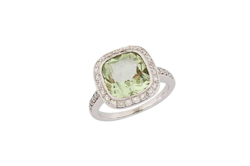 A green quartz and diamond dress ring, by Boodles...