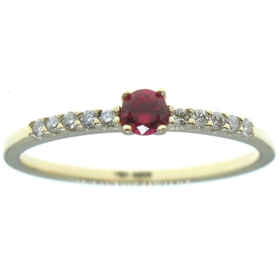 14 KT yellow solid gold ring set with Ruby and...