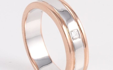 14 kt. Pink gold, White gold - Ring - 0.07 ct Diamond