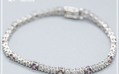14 kt. White gold - Bracelet - 3.20 ct Sapphire - 0.55 ct Diamonds