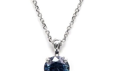 14 kt. White gold - Necklace with pendant - 0.87 ct Sapphire - No Reserved Price