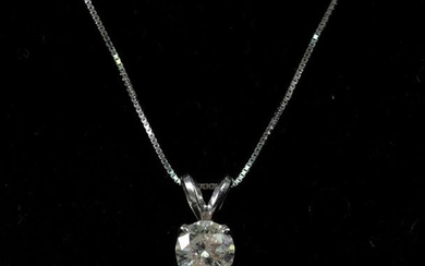 14K White Gold & 0.75 CT Diamond Pendant Necklace