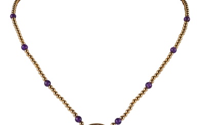 14K YELLOW GOLD AND AMETHYST STRAND NECKLACE