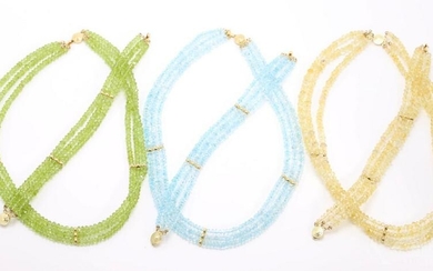 14KY Gold Pastel Gemstone Necklaces, Bracelets