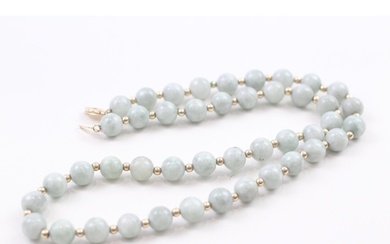 14ct gold clasp jade beads single strand necklace with gold ...